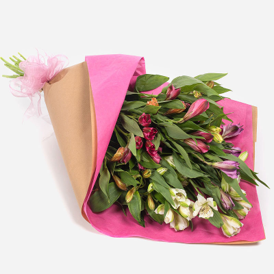 Wrap of Colour - This simply wrapped collection of long lasting Alstroemeria will make your message just that bit more special.
