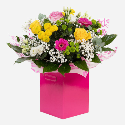 Mamma Mia - Make their day with this bright and vibrant collection of flowers, beautifully presented in a gift box / bag. Send your love with an exquisite delivery delivered same day when you order before 2pm.
